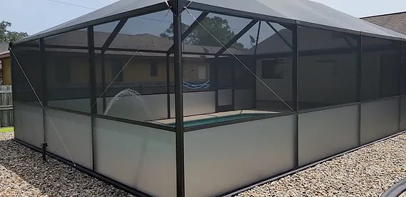 New Model Rescreening pool/patio cage privacy screen installation